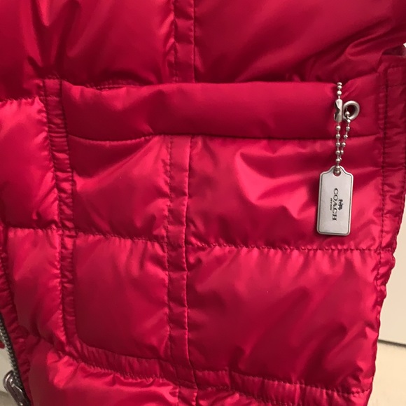 Coach women reversible goose down jacket red/ brown floral - Picture 6 of 9